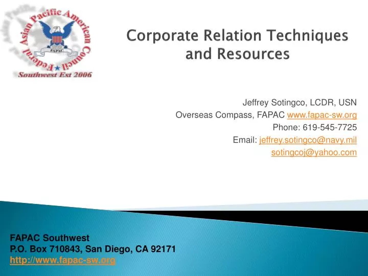 corporate relation techniques and resources