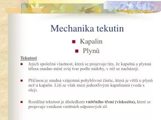mechanika tekutin