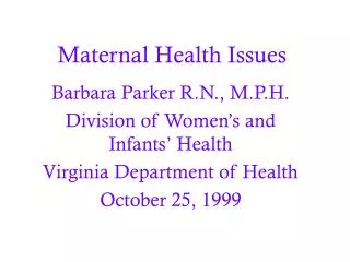 maternal health issues