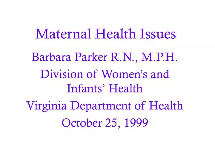 maternal health issues