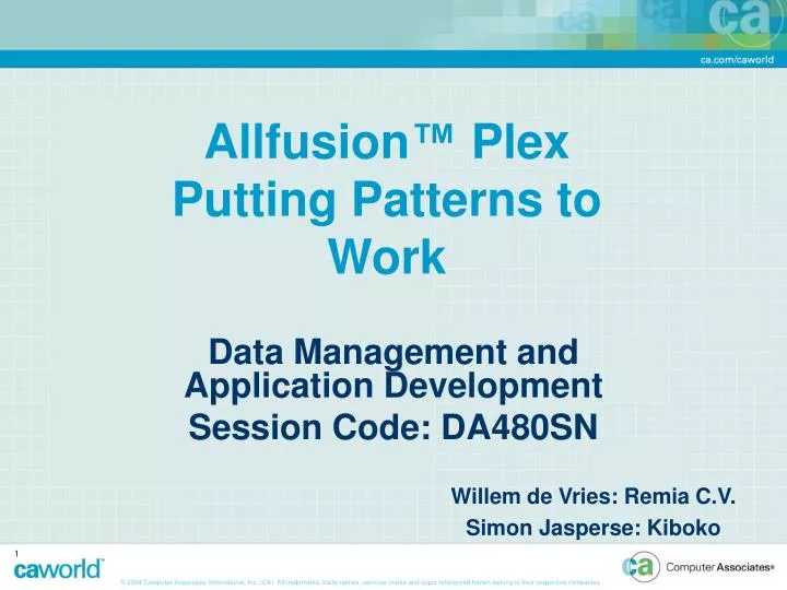 allfusion plex putting patterns to work