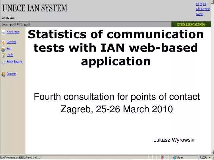 statistics of communication tests with ian web based application