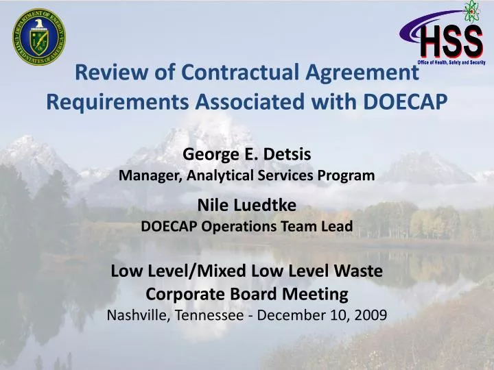 review of contractual agreement requirements associated with doecap