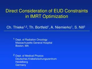 Direct Consideration of EUD Constraints in IMRT Optimization