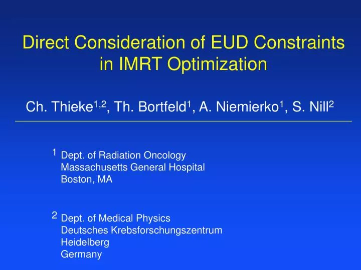direct consideration of eud constraints in imrt optimization