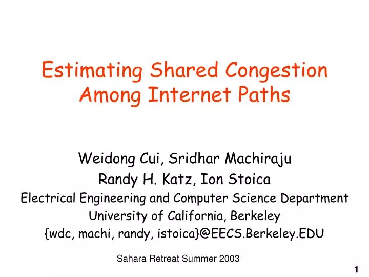 estimating shared congestion among internet paths