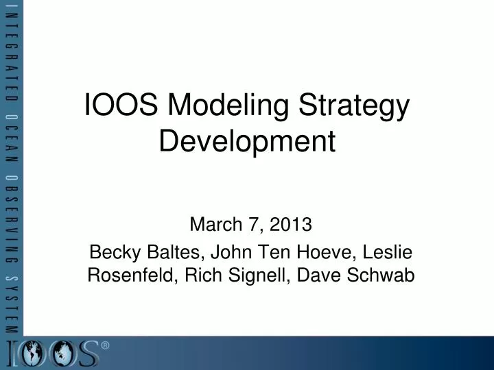 ioos modeling strategy development