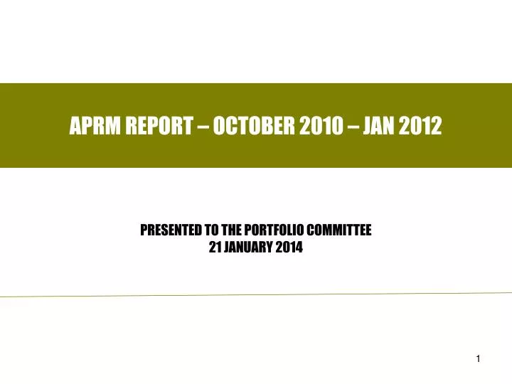 aprm report october 2010 jan 2012