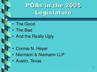 POAs in the 2005 Legislature