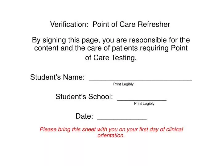 verification point of care refresher