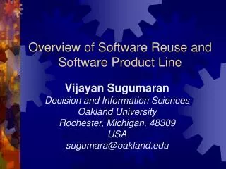 Overview of Software Reuse and Software Product Line