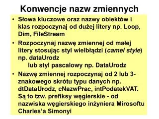 konwencje nazw zmiennych