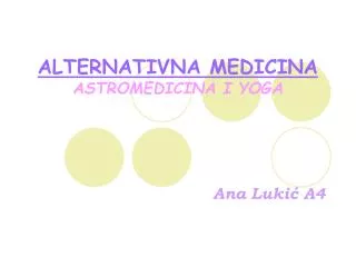 alternativna medicina astromedicina i yoga