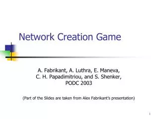 Network Creation Game