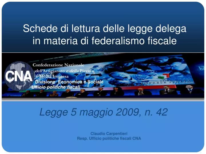 schede di lettura delle legge delega in materia di federalismo fiscale