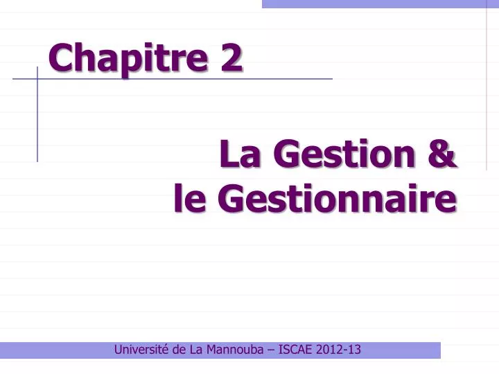 la gestion le gestionnaire