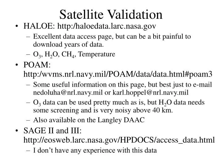 satellite validation