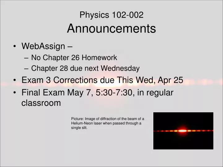 physics 102 002 announcements