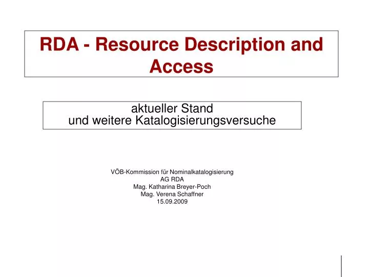 rda resource description and access