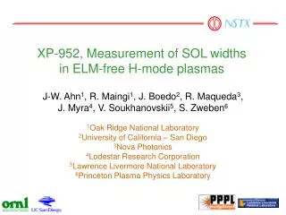 XP-952, Measurement of SOL widths in ELM-free H-mode plasmas