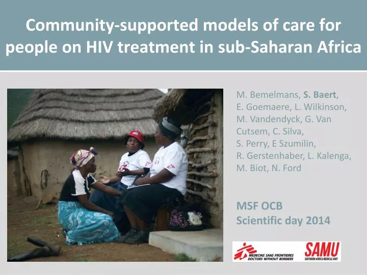 community supported models of care for people on hiv treatment in sub saharan africa