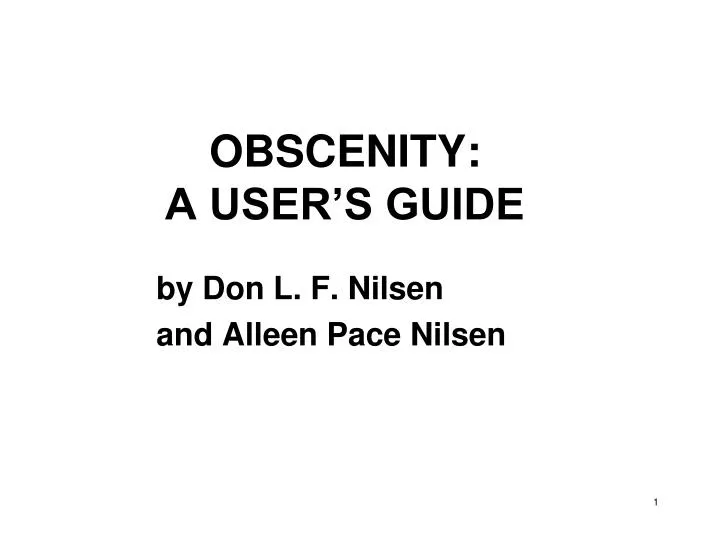 obscenity a user s guide