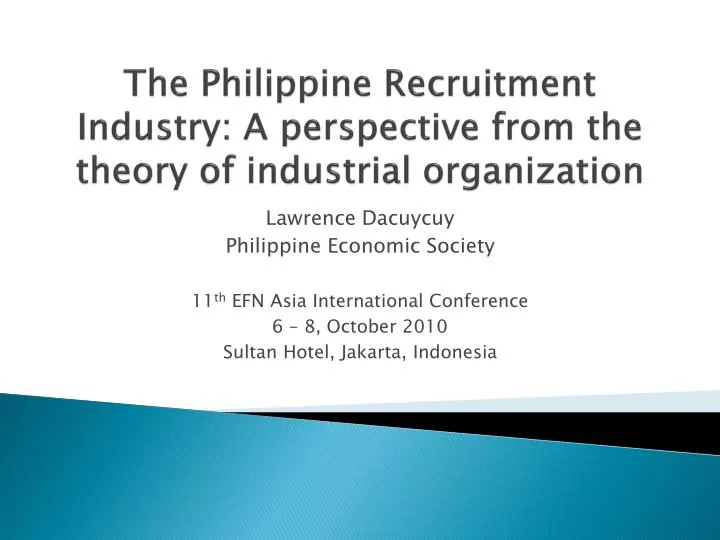 the philippine recruitment industry a perspective from the theory of industrial organization