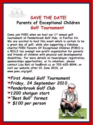 SAVE THE DATE! Parents of Exceptional Children Golf Tournament