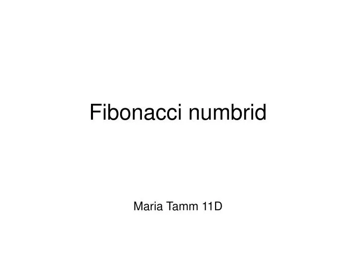 fibonacci numbrid