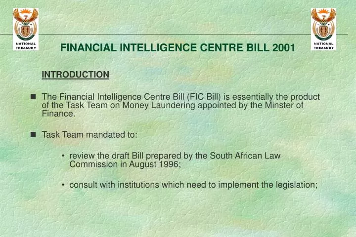 financial intelligence centre bill 2001
