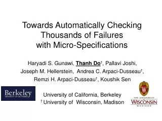 Towards Automatically Checking Thousands of Failures with Micro-Specifications