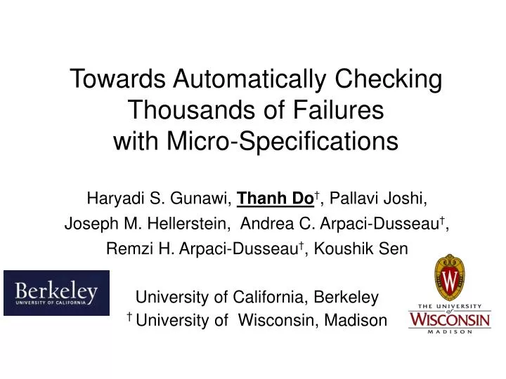 towards automatically checking thousands of failures with micro specifications