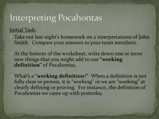 Interpreting Pocahontas