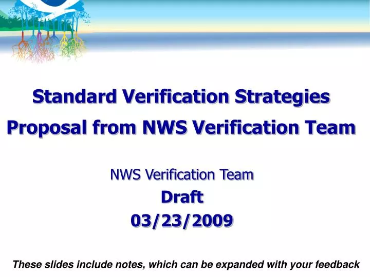 standard verification strategies proposal from nws verification team