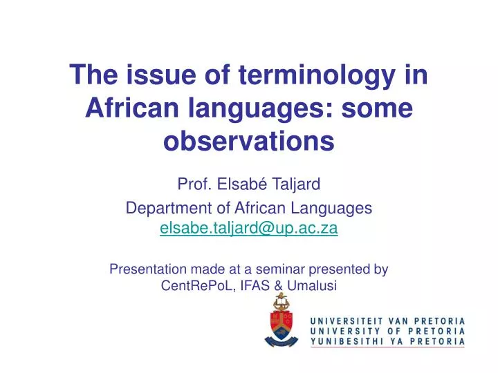 the issue of terminology in african languages some observations