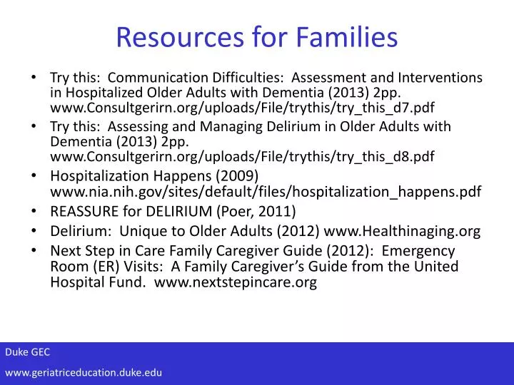 resources for families
