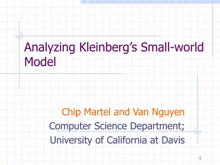 analyzing kleinberg s small world model