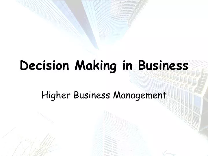 decision making in business