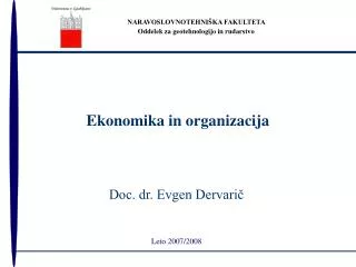 Ekonomika in organizacija