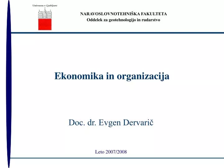 ekonomika in organizacija