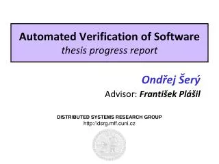 Automated Verification of Software thesis progress report