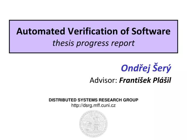 automated verification of software thesis progress report