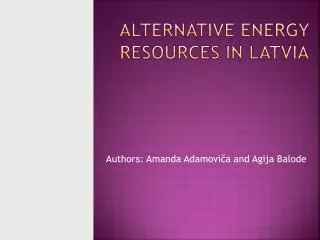 Alternative energy resources in Latvia