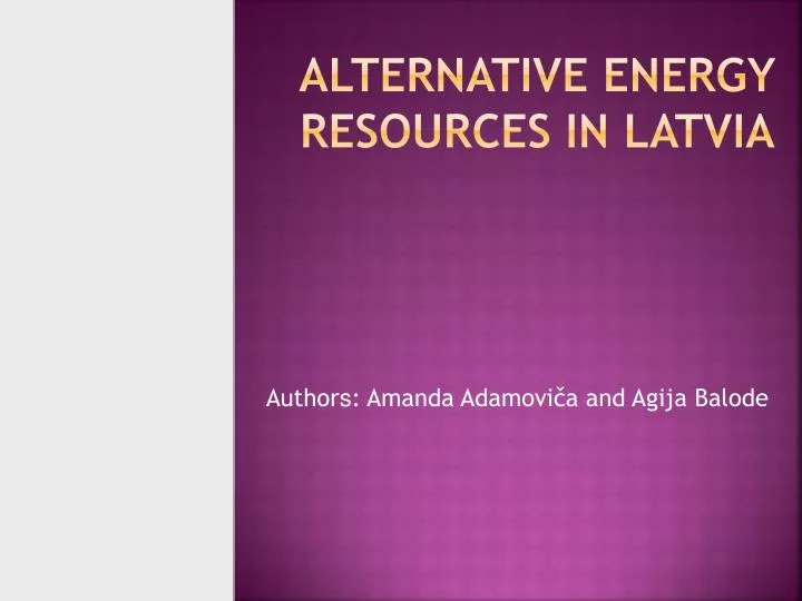 alternative energy resources in latvia