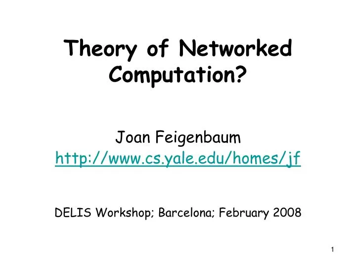 theory of networked computation