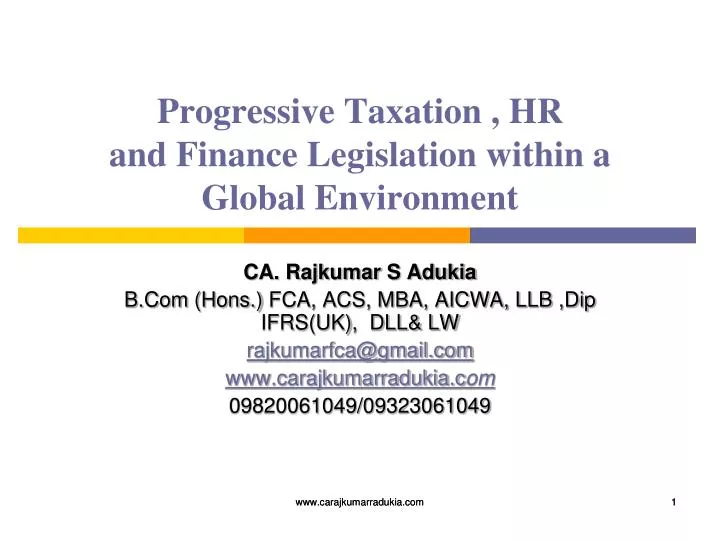 progressive taxation hr and finance legislation within a global environment