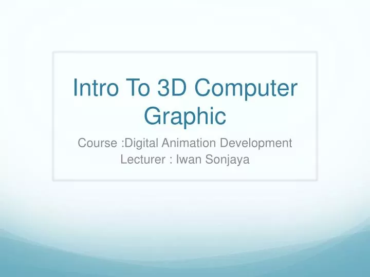 intro to 3d computer graphic
