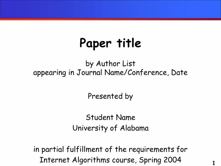 paper title by author list appearing in journal name conference date