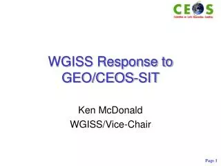 WGISS Response to GEO/CEOS-SIT