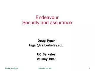 Endeavour Security and assurance